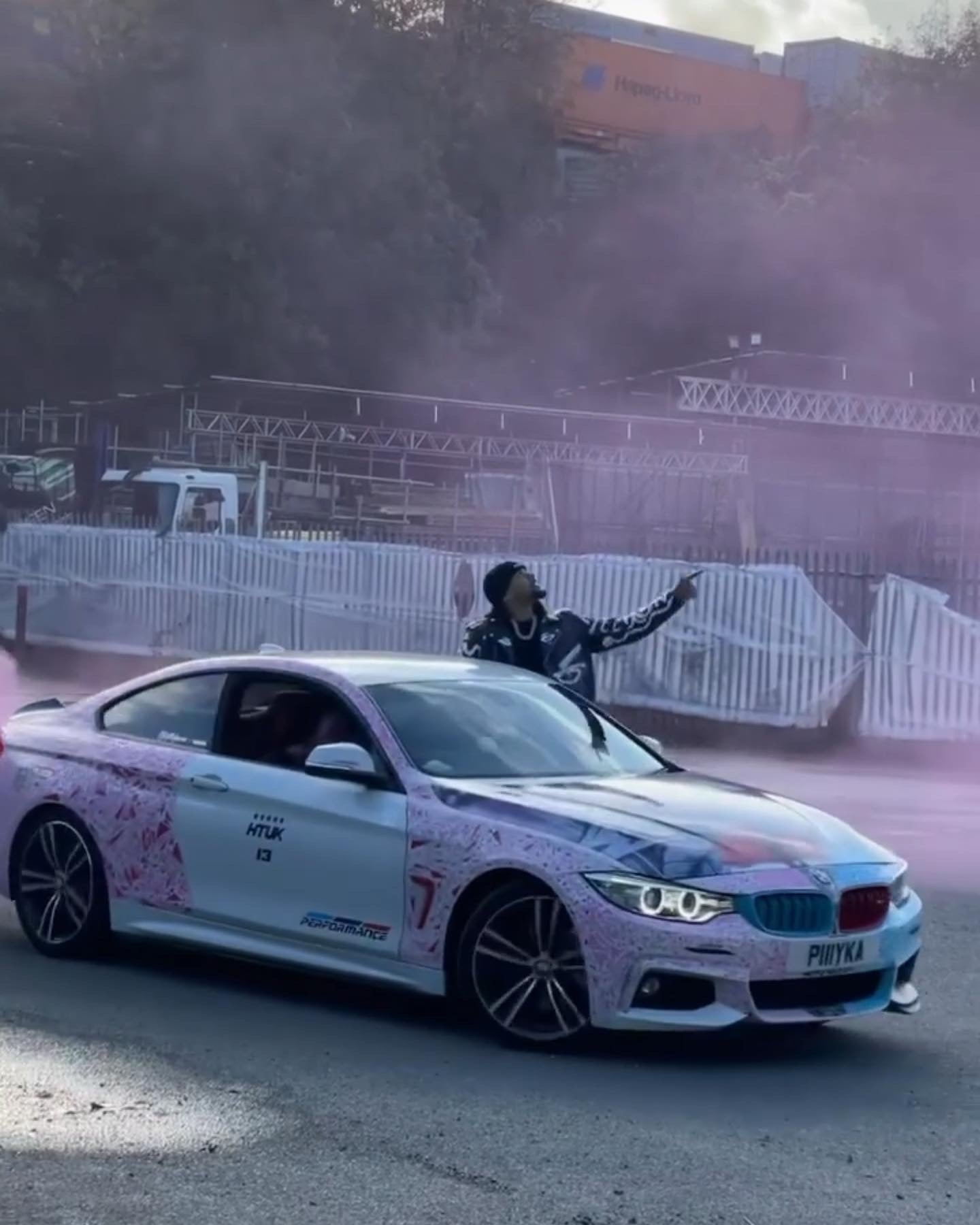 Vedayn Hand-Painted Leather Jacket – Black & White & Blue